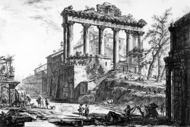 Vy över Temple of Concord, från serien "Views of Rome", c.1760